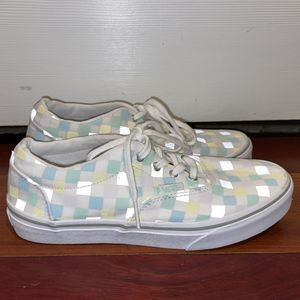 VANS Sz 5 US Missy Old Skool Pastel Rainbow Checkerboard Skate Shoes  36.5 Great